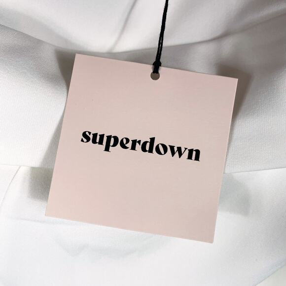 Superdown Jillian Midi Dress Asymmetric White One Shoulder Front Slit Sz L - Picture 10 of 15